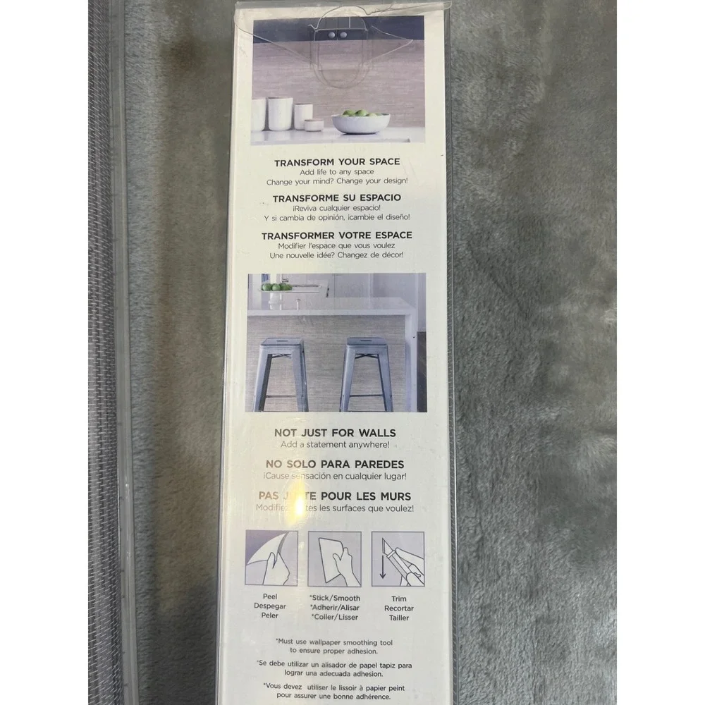 In Home Grey Peel and‎ Stick Wallpaper Harlow Weave pattern20.8in x 18ft 2 Rolls